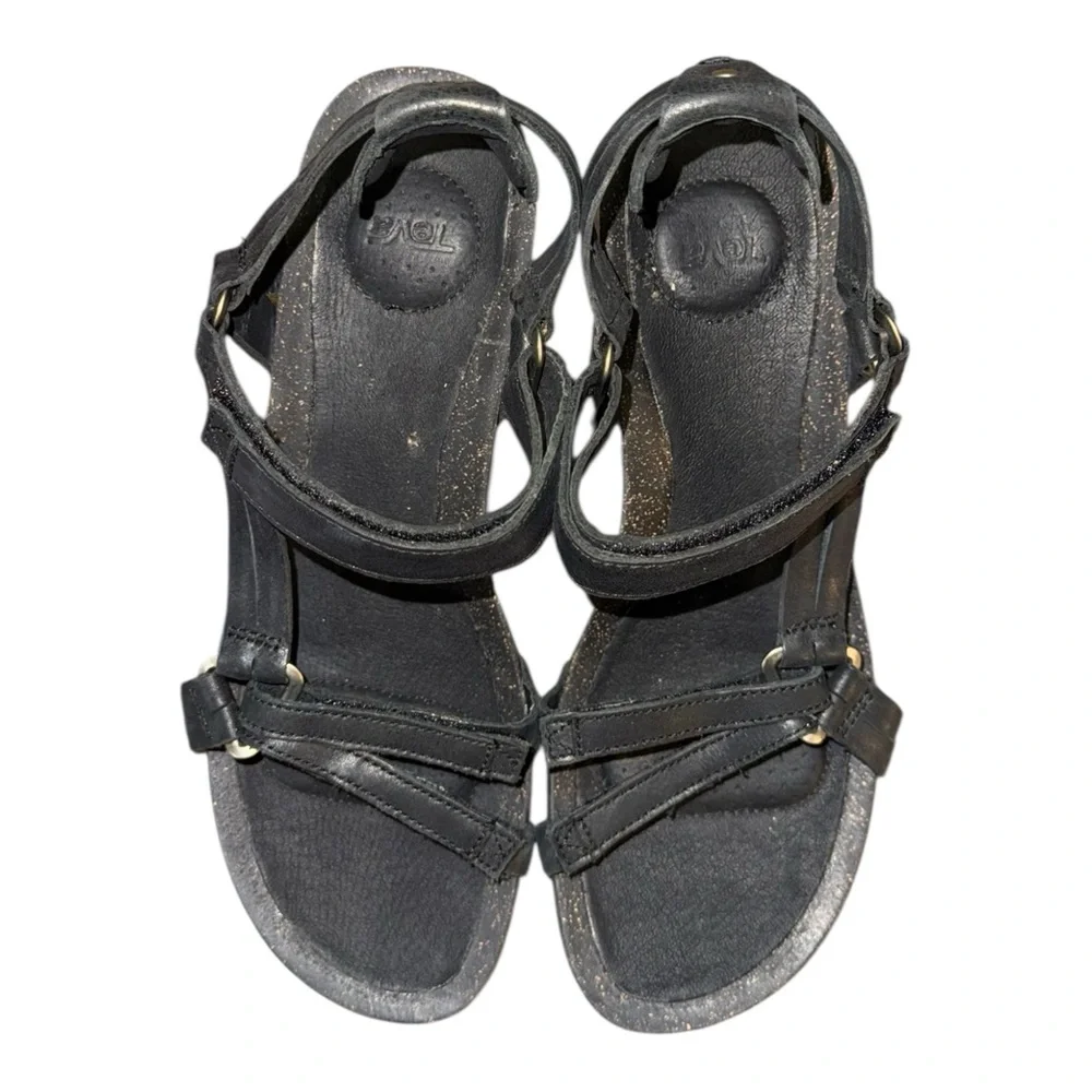 Teva Ysidro Universal Wedge Sandal Women’s Size 8.5 Genuine Leather Black
